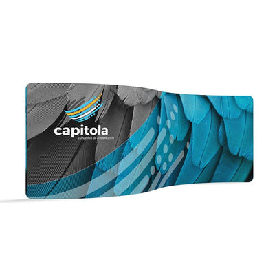 20ft serpentine trade show display with graphic print for exhibitions and special events