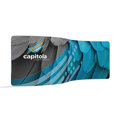 20ft serpentine trade show display with graphic print for exhibitions and special events