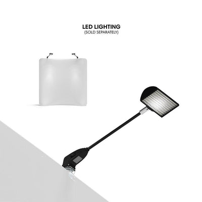 LED lighting fixture attached to exhibition display panel for trade shows and events