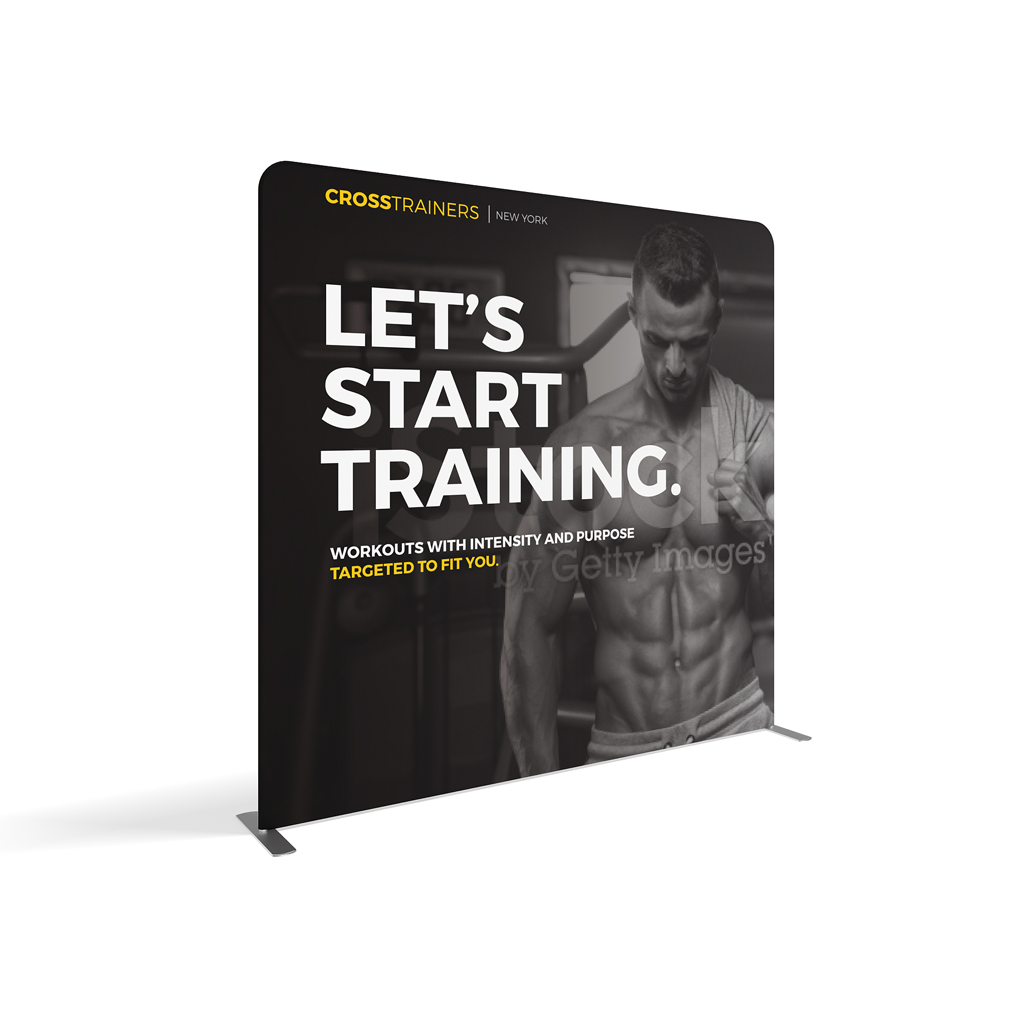 8ft straight trade show display with fitness training promotion for exhibitions and events