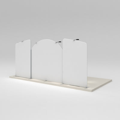 Modular trade show display panels with adjustable lighting for exhibitions and special events