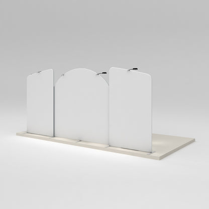 Modular trade show display panels with adjustable lighting for exhibitions and special events