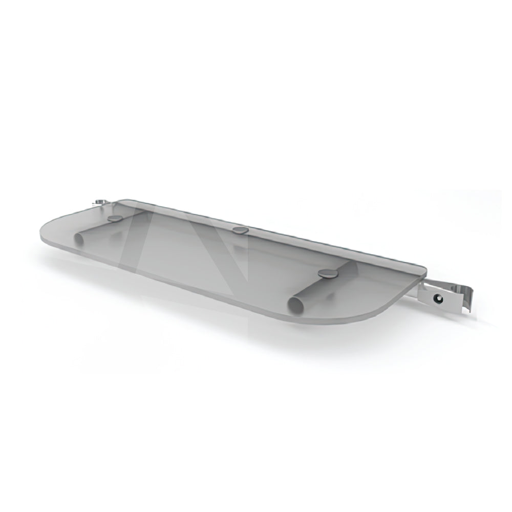 Transparent display shelf with mounting bracket for trade show and exhibition booths