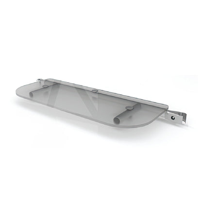 Transparent display shelf with mounting bracket for trade show and exhibition booths