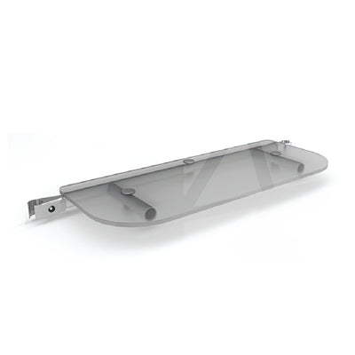 Transparent shelf display accessory with mounting bracket for trade shows and exhibitions
