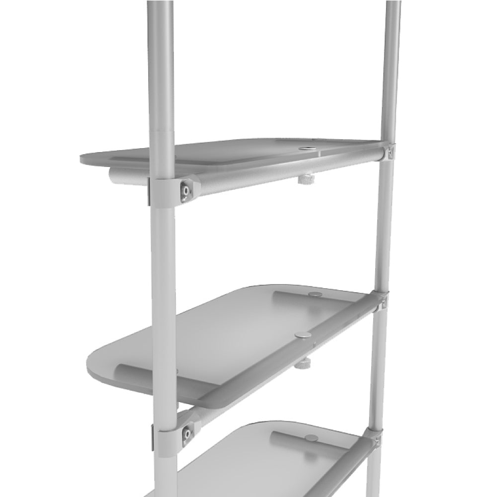 Modular shelving unit with adjustable shelves for trade shows and special event displays