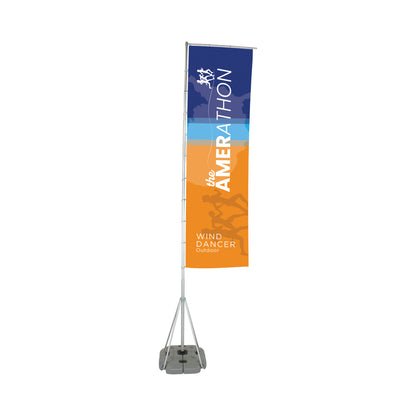 Tall outdoor Wind Dancer banner stand with marathon event design for trade shows and exhibitions