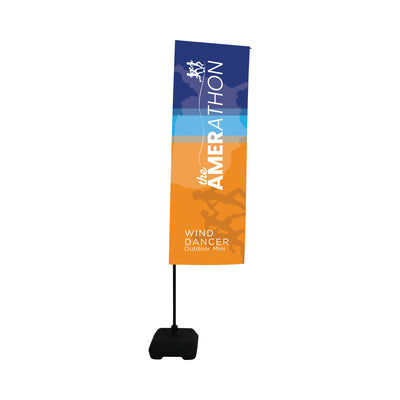 Outdoor mini wind dancer banner for trade shows and special events with Amerathon branding