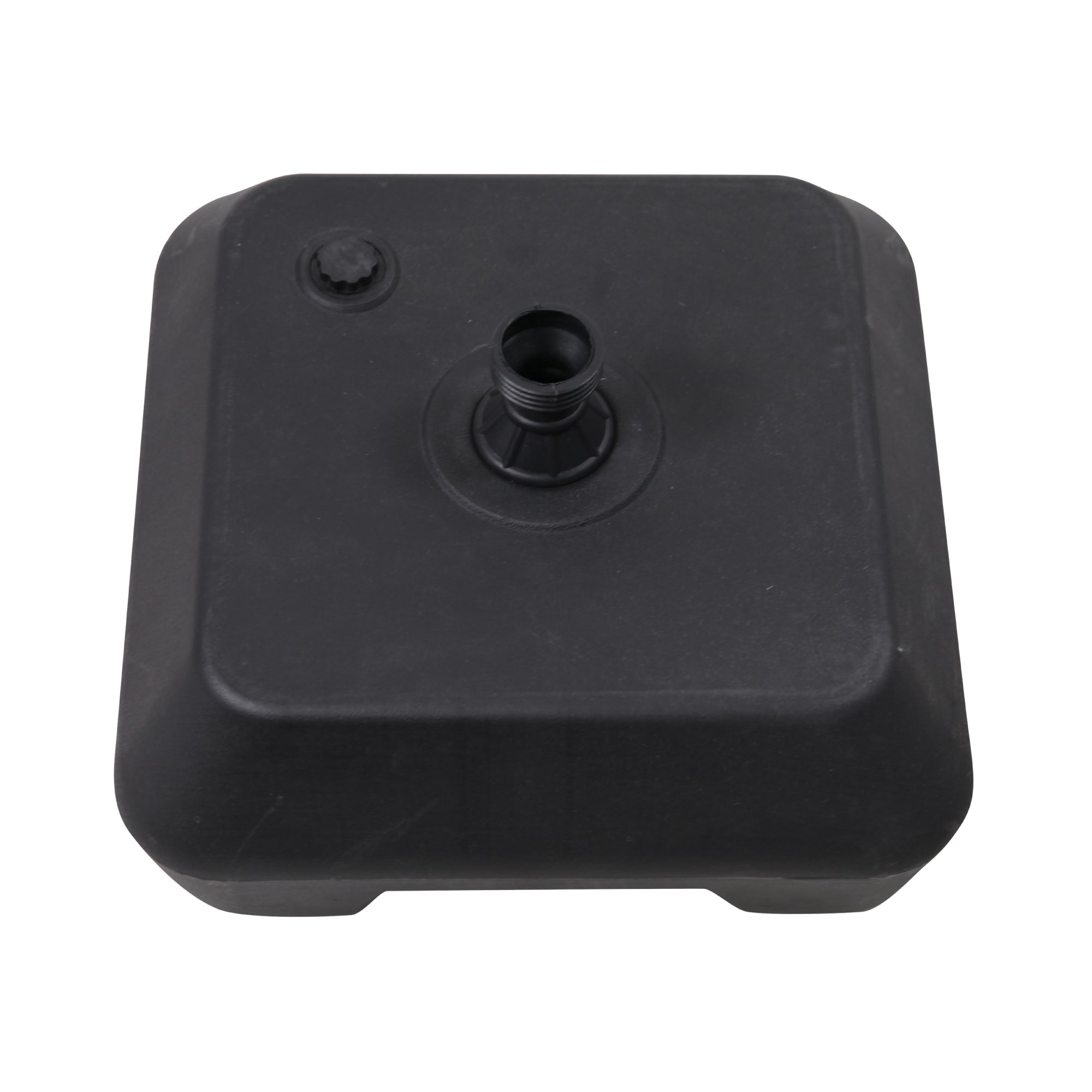 Heavy square base for stabilizing trade show and exhibition displays with central fitting