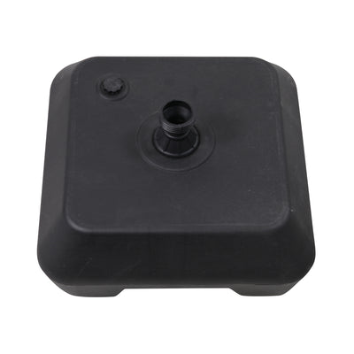 Heavy square base for stabilizing trade show and exhibition displays with central fitting