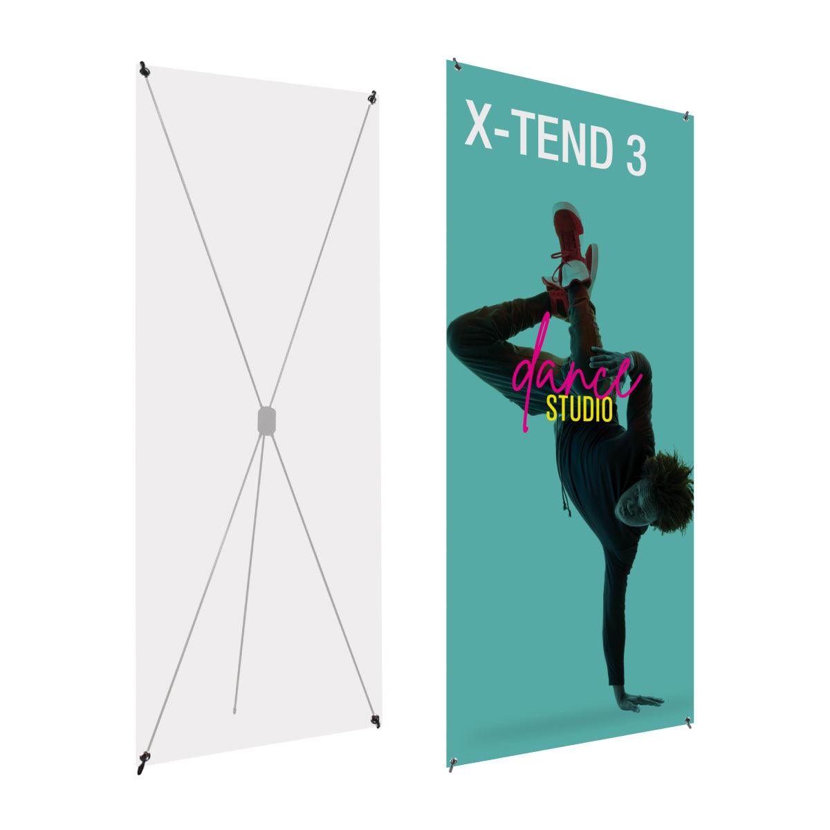 Trade show banner stand featuring dynamic dance studio graphic for exhibitions and events