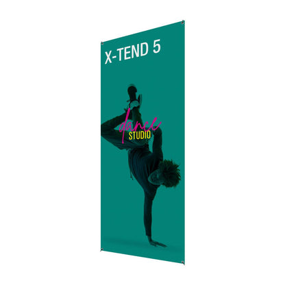 X-TEND 5 banner stand featuring breakdancer graphic for trade show and event displays