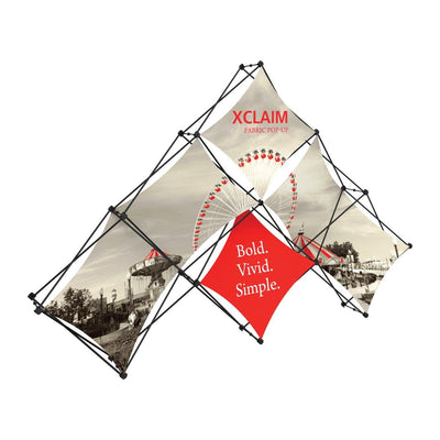 Xclaim fabric pop-up display frame with printed graphics for trade show and event marketing