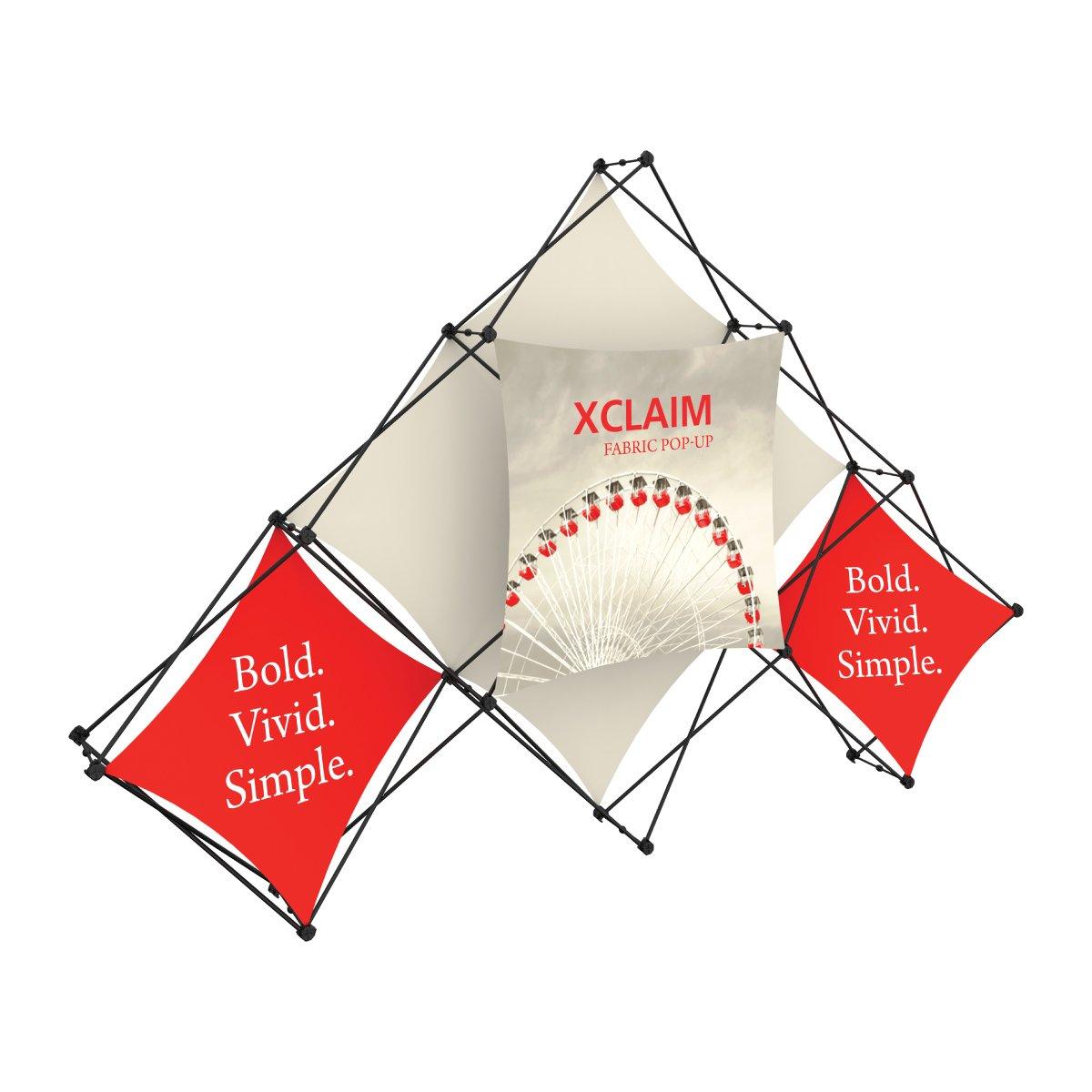 Xclaim fabric pop-up display with pyramid frame for trade shows and exhibitions