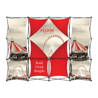 Trade show fabric pop-up display featuring carousel and Ferris wheel graphics for exhibitions and events