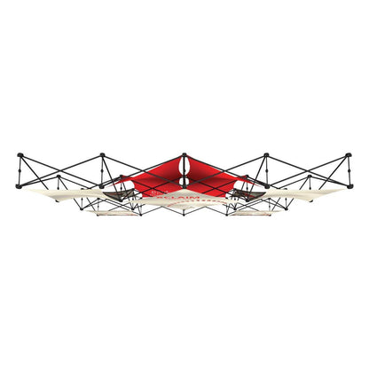 Modular hanging trade show display frame with fabric banners for exhibitions and events