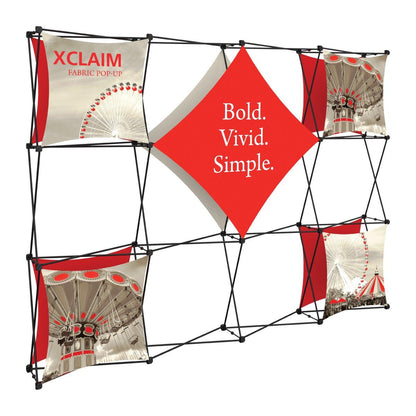 Xclaim fabric pop-up display with bold graphics for trade shows, exhibitions, and events