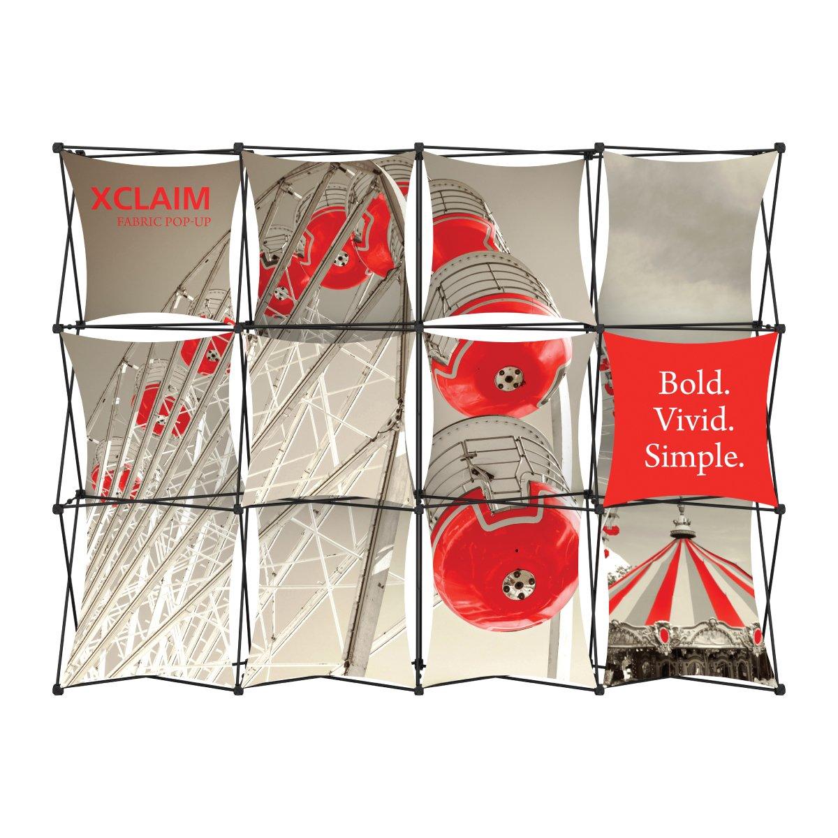 Pop-up fabric display featuring a Ferris wheel graphic and promotional text for trade shows and exhibitions