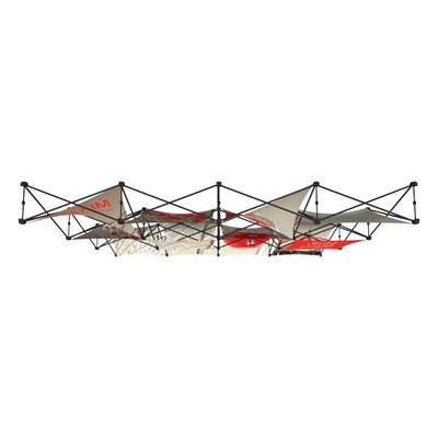 Collapsible trade show display frame with attached graphic panels for exhibitions and special events