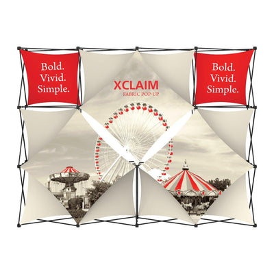 Fabric pop-up display with carnival-themed graphics for trade shows and exhibitions