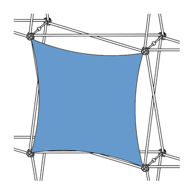 Modular tension fabric panel attached to trade show display frame for exhibitions and events