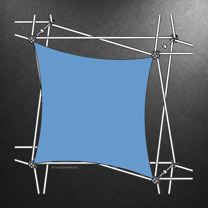 Modular pop-up display frame with tension fabric graphic for trade shows and exhibitions