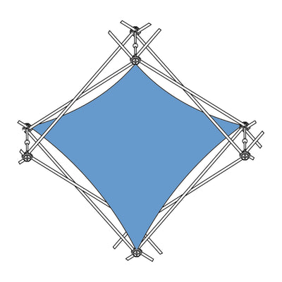 Structural trade show exhibit frame with tensioned fabric centerpiece for exhibitions and events