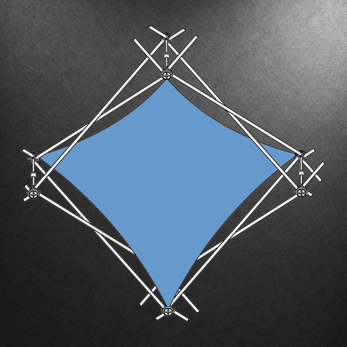 Geometric exhibition display frame with stretched fabric for trade show and event booths