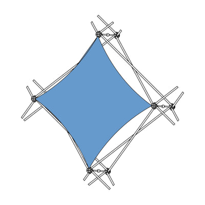 Structural frame with fabric graphic for trade show displays and exhibition booths