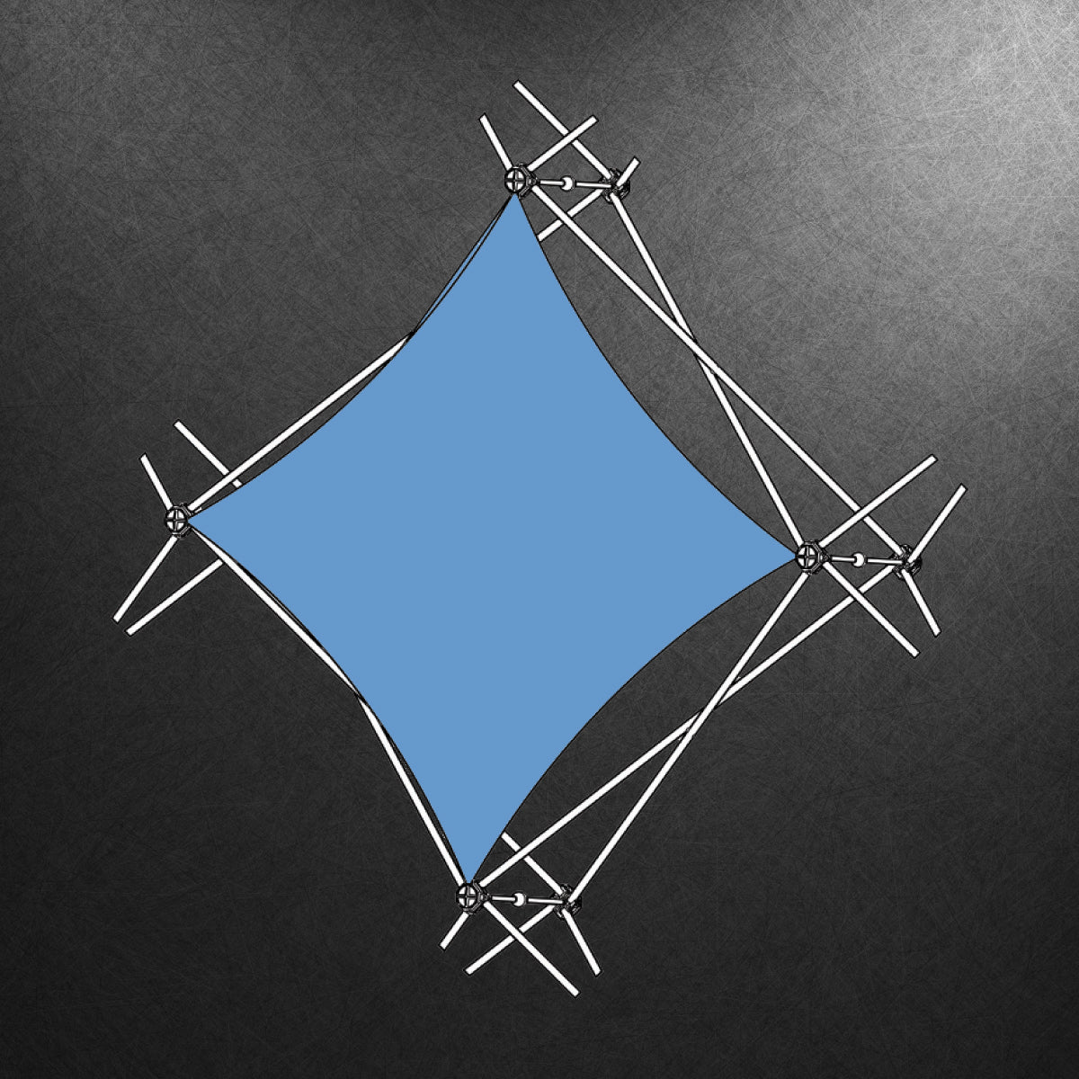 Pyramid fabric graphic frame with lightweight metal structure for trade shows and exhibitions