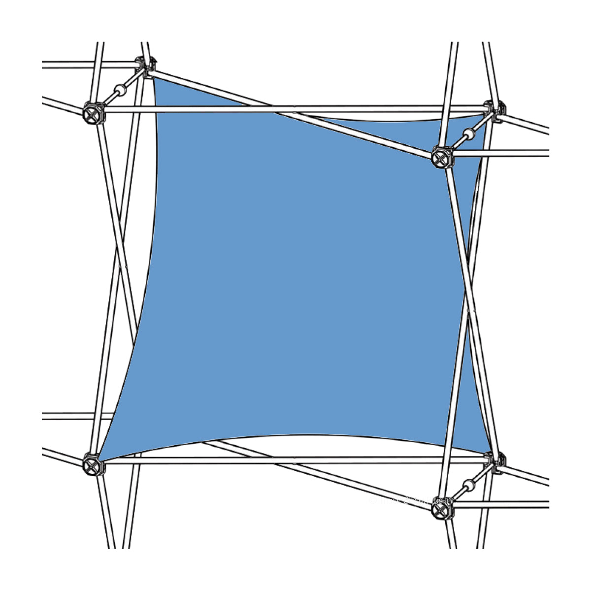 Fabric graphic panel stretched within lightweight frame for trade show and exhibition displays