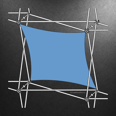 Trade show fabric graphic display stretched on collapsible frame for exhibitions and special events