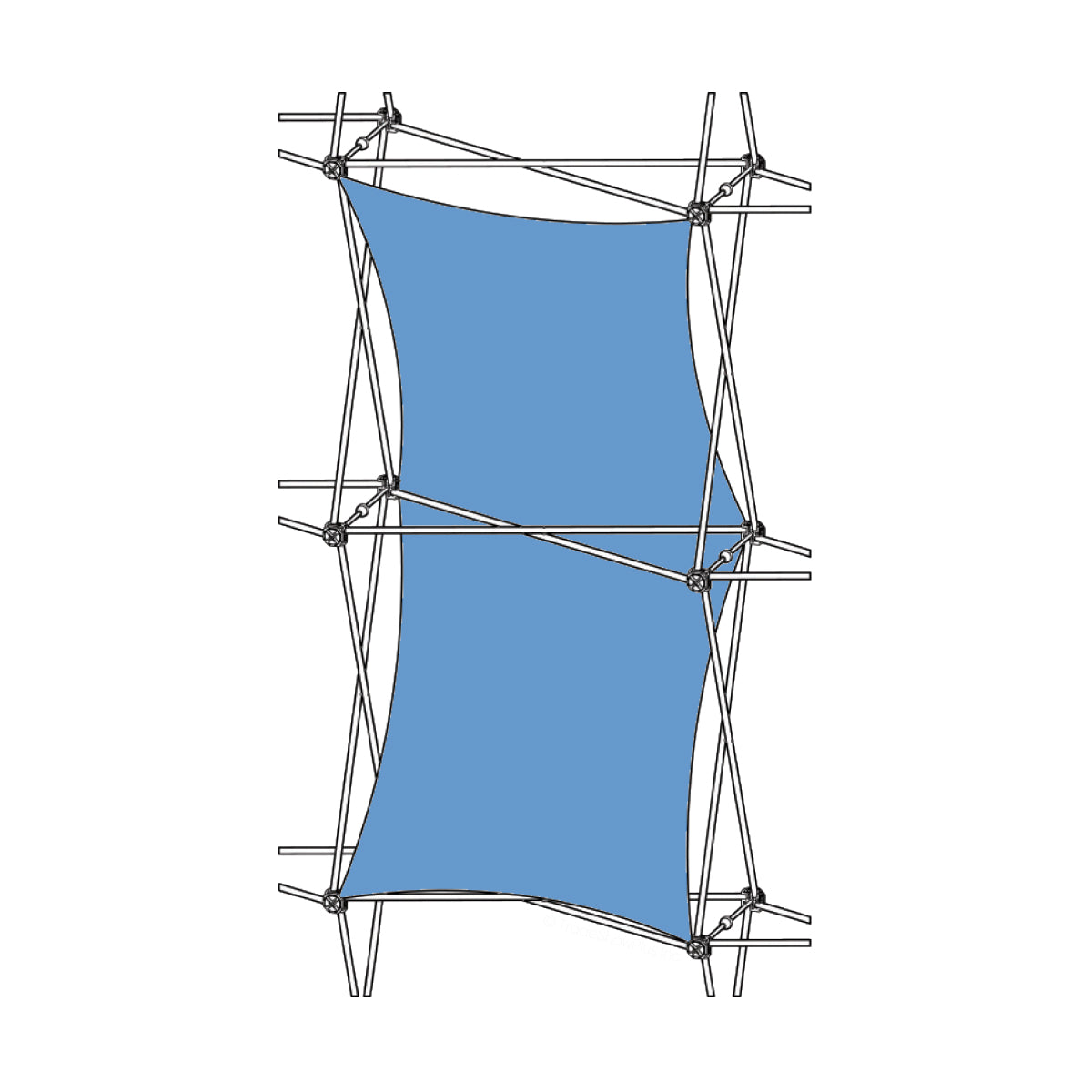 Double thread fabric graphic with Xclaim 1x2 quad frame for exhibitions and trade shows