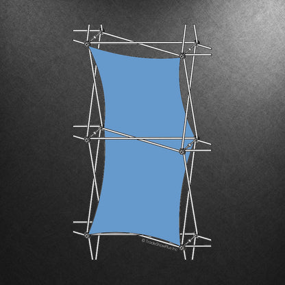 Modular double thread fabric graphic display with metal frame for trade shows and exhibitions