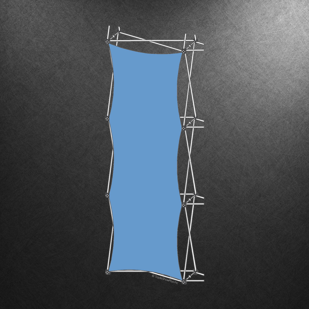 Pop-up fabric display frame for trade shows and exhibitions with curved edges