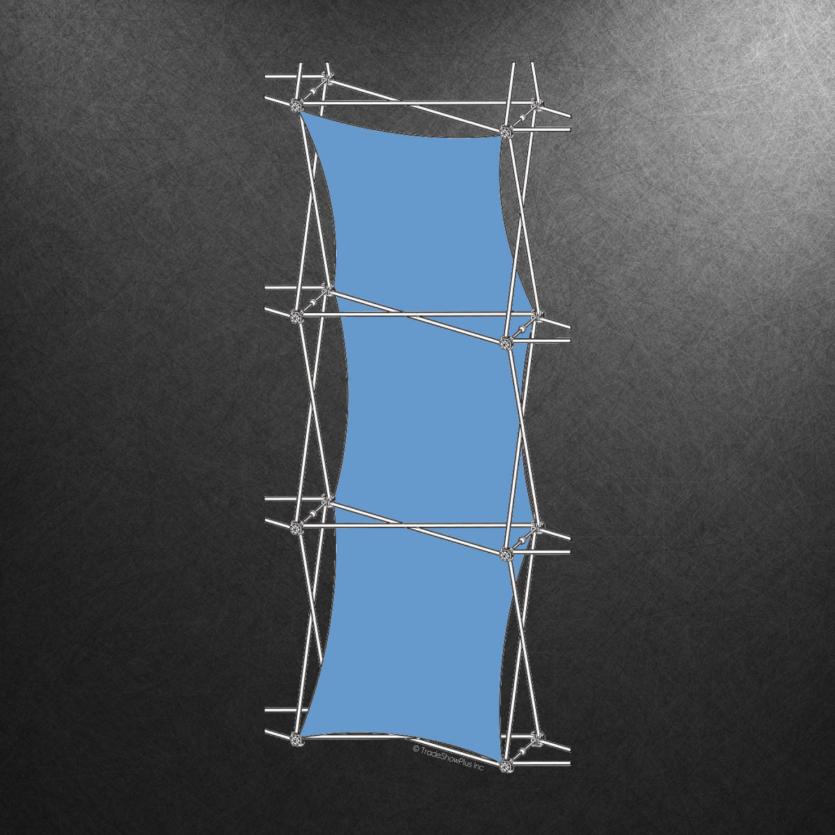 Tall fabric graphic display with double-thread frame for trade shows and exhibitions