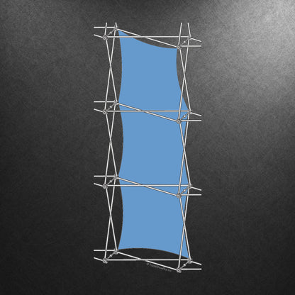 Quad frame fabric display with single twist design for trade shows and exhibitions