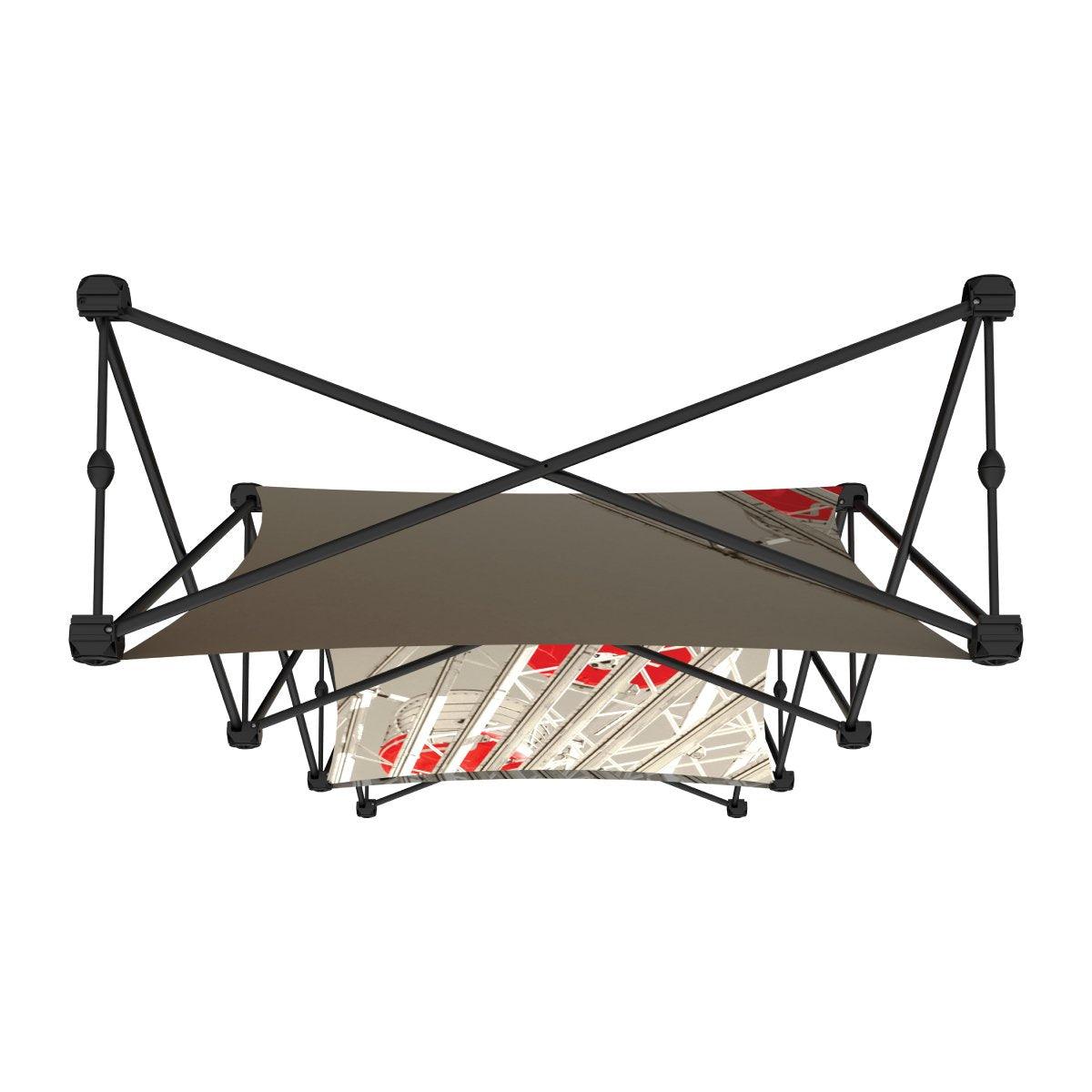 Collapsible frame structure for trade show displays with mounted graphics for exhibitions