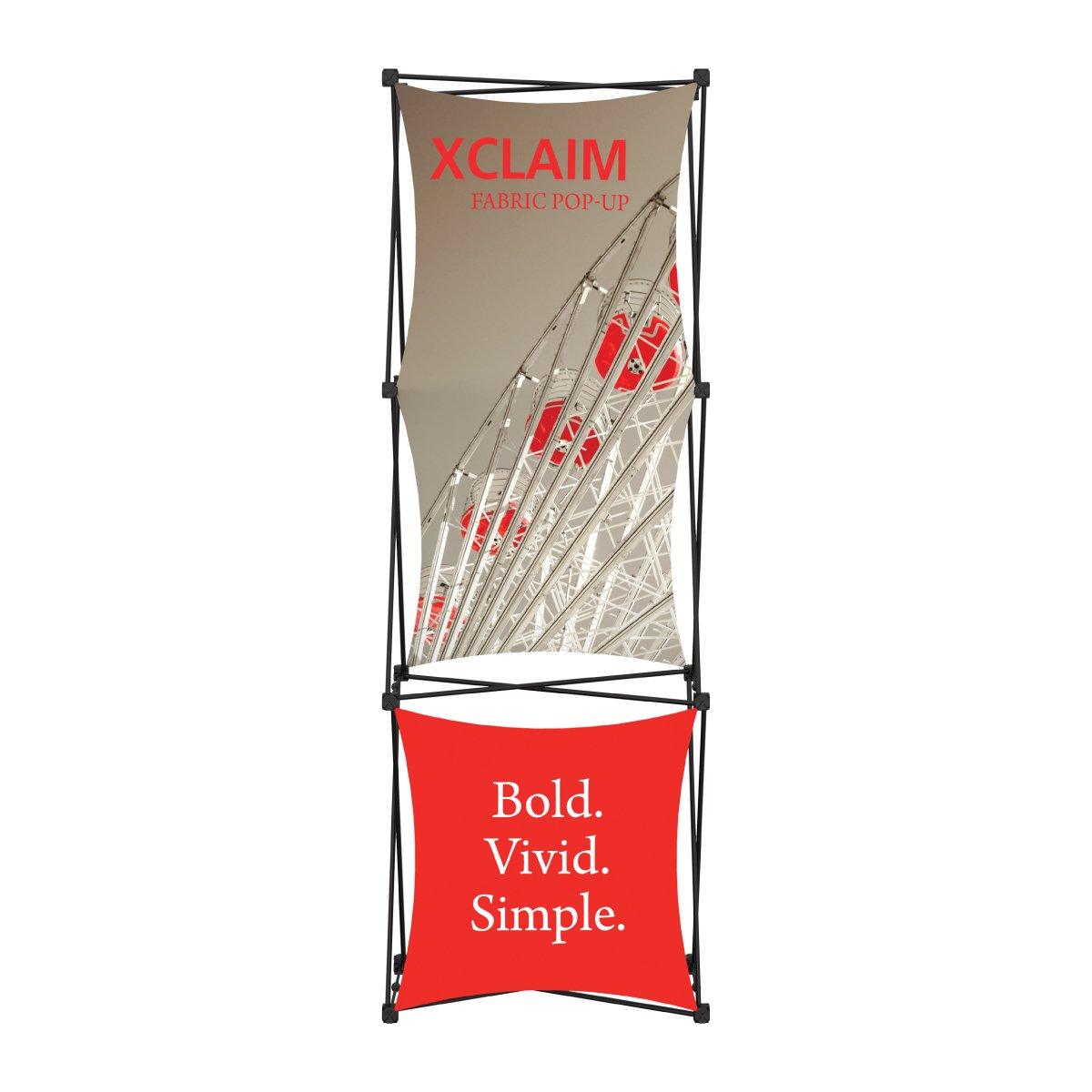 Fabric pop-up display stand with bold graphics for trade shows and exhibitions