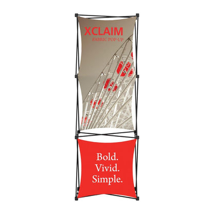Fabric pop-up display stand with bold graphics for trade shows and exhibitions