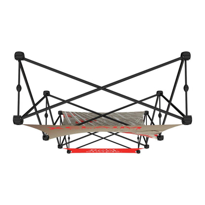 Compact 2.5ft Xclaim trade show display frame with stretch fabric graphics for events and exhibitions
