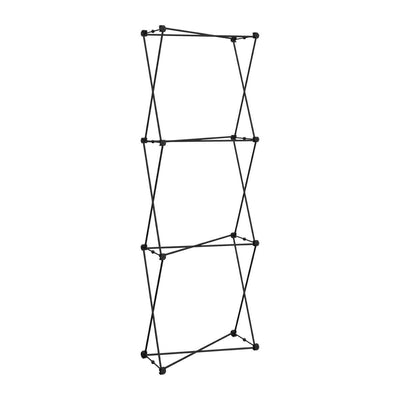 Collapsible frame structure for trade show displays and portable exhibition stands