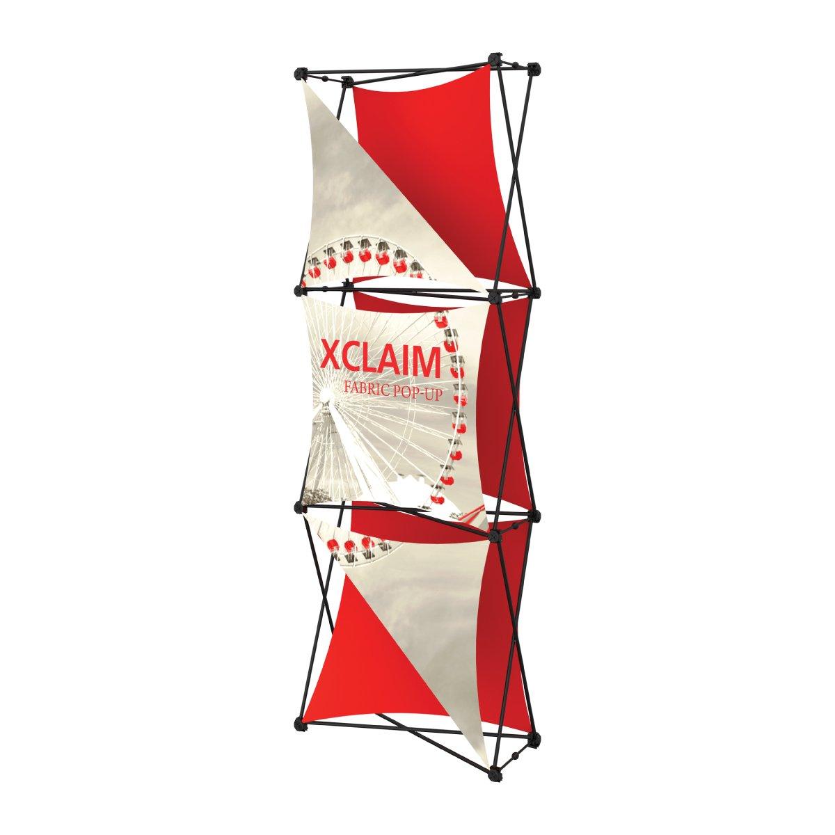 Portable fabric pop-up display tower with printed Ferris wheel graphic for trade shows and exhibitions