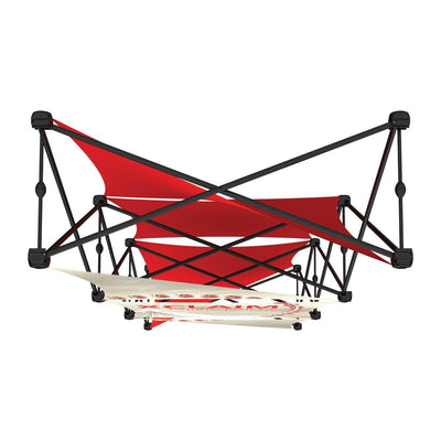 Collapsible fabric display frame for trade shows and exhibitions with graphic panel attachment