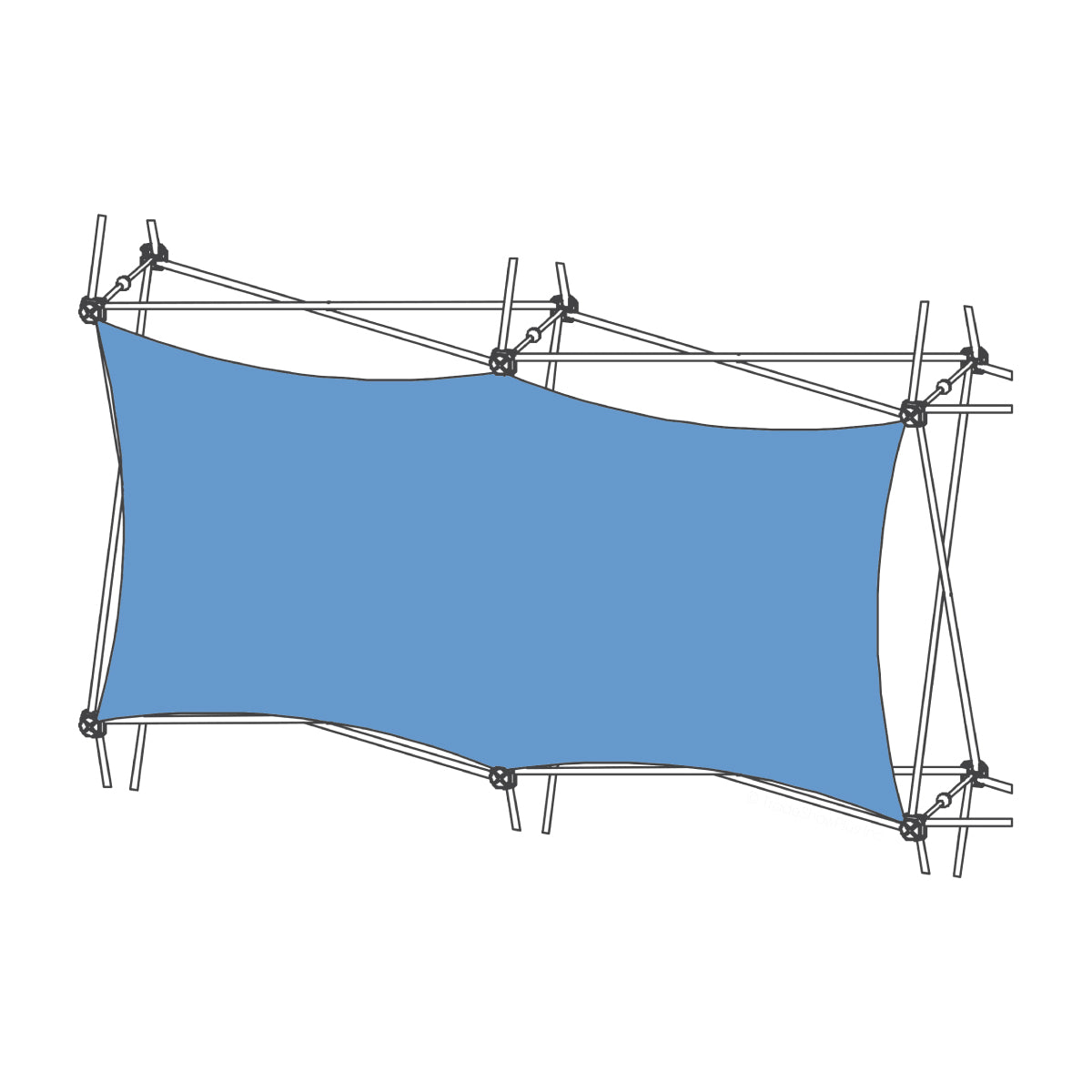 Rectangular trade show fabric graphic display with tensioned frame for exhibitions and events