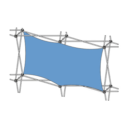 Horizontal frame with stretched fabric graphic for trade shows and exhibitions display