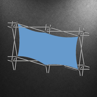 Expandable display frame with stretch fabric graphic for trade shows and exhibitions