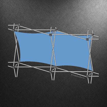 Modular lightweight fabric frame display for trade shows and exhibitions with single twist design