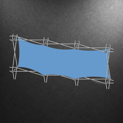 Double-thread fabric graphic with metal frame designed for trade show and exhibition displays