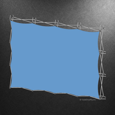 Fabric tension display frame with geometric support structure for trade shows and exhibitions